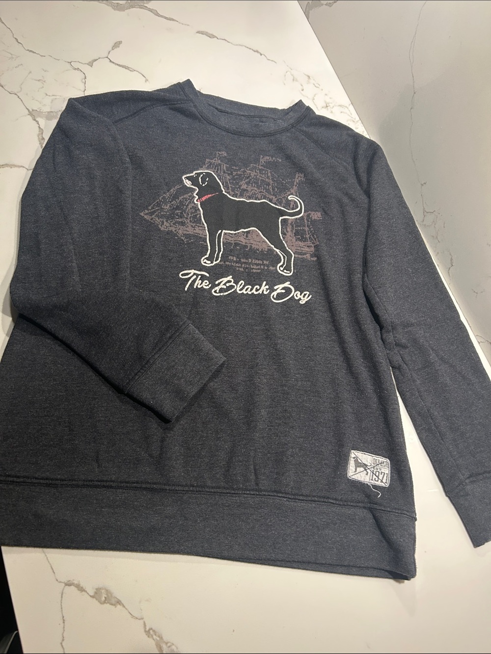 The Black Dog Charcoal Sweatshirt with Black Dog Graphic
